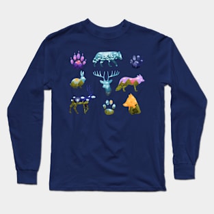 animals silhouettes landscape Long Sleeve T-Shirt